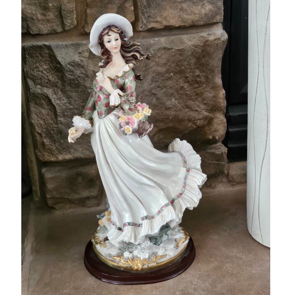 Vintage Lady With Flower Basket Figurine